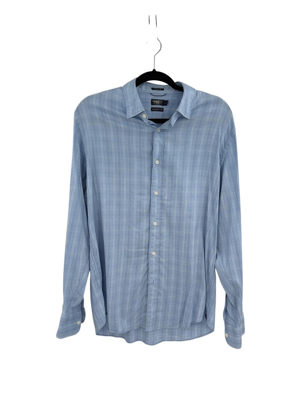 Faherty Light Blue Plaid Casual Button Down Shirt